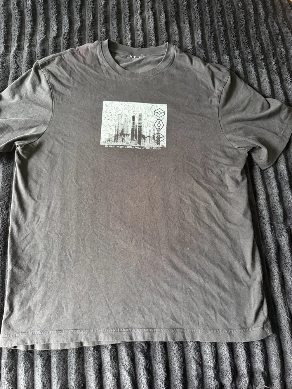 Men's Black Graphic Tee with City Print
